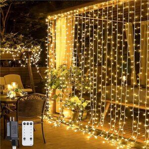 300 LED Christmas Curtain Lights Warm White Fairy String Lights Indoor Outdoor